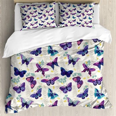 Vlinder Dekbedovertrek Romantisch Lente Thema Beddengoedset Kleurrijke Vliegende Vlinders Dekbedovertrek Twin Full Voor Meisjes Tiener Deocr 140x200cm 3pcs