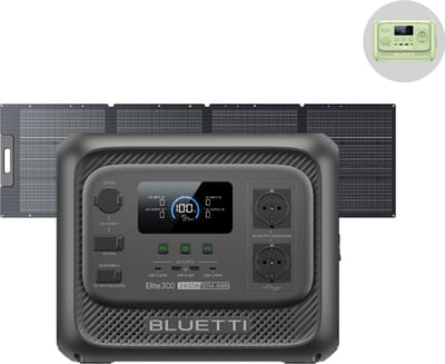 BLUETTI Elite 300 3014.4Wh- 2400W- Zonnegenerator - met 200W Zonnepaneel PV200- met Elite 10 - 200W - 128Wh - Powerstation 230V Draagbare Accu - voor thuis, kamperen en camper als back-up