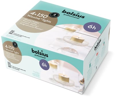 600 stuks Bolsius professional witte 6-uurs waxinelichtjes met goudkleurige cups in Horeca zak