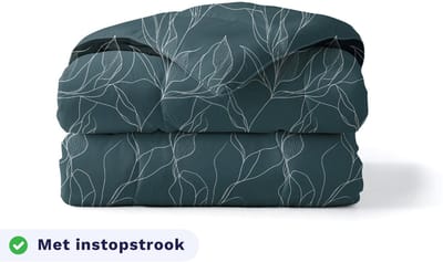 Zelesta Pure Design White Leaves 140x200 - Katoenen dekbed zonder overtrek - Met instopstrook - Wasbaar dekbed - Hoesloos dekbed - 2 in 1 Dekbed met vaste overtrek