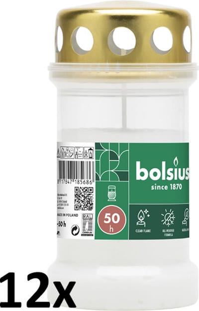 Bolsius Herdenkingslicht Transparant 12 x 1ST - Voordeelverpakking