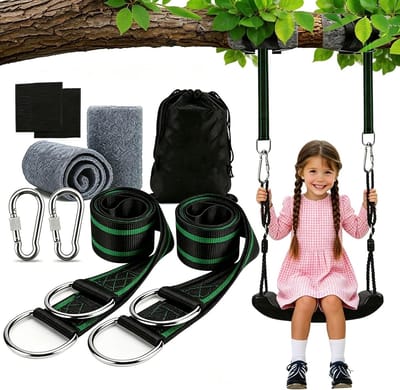 Set van 6 schommelbevestigingen voor buiten, hangmat ophangsystemen, met 150 cm straps, karabiners, D-ringen en opbergtas, geschikt voor maximaal 400 kg draagkracht