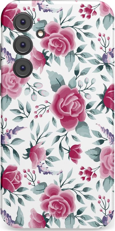 Casetastic Hoesje Geschikt voor Samsung A35 - Stijlvolle Beschermende Duo-layer Case - Paarse Bloem Pracht