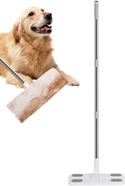 Vloermop met Lange Steel - Stoffer Mop - Stofvrij Maken - Elektrostatische Stofbinding - 117 cm - Grijs