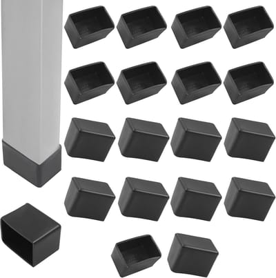 Rechthoekige Meubelpootdoppen - 20 Stuks Zwart Rubber - Beschermers voor Stoelen en Tafel