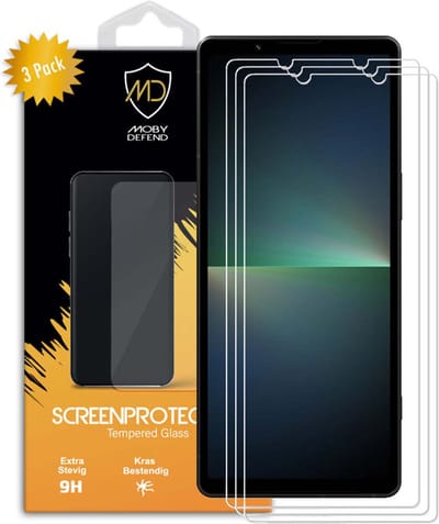 3-Pack MobyDefend Screenprotectors - Geschikt voor Sony Xperia 5 V - Case-Friendly Screensaver - Gehard Glas