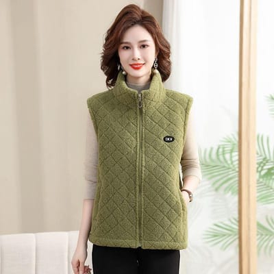 Herfst Lamsvacht Gilet Dames Winterkleding Verdikt Korrelig Wol Gilet 4XL white