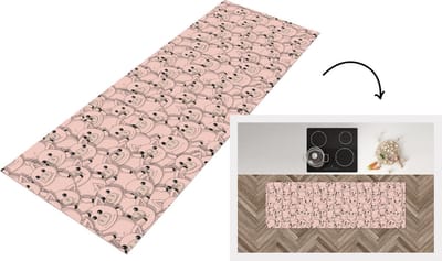Keukenloper - Loper keuken - Varkens - Dieren - Roze - Patroon - 150x50 cm - Keukenloper vinyl