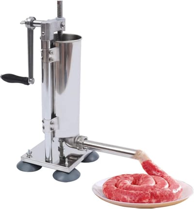 Worstvulmachine Handslinger - Worststopper Vleesvuller - Zelf Worsten Maken - Inclusief 8 Vulbuizen - 3 Liter Capaciteit - Zilver