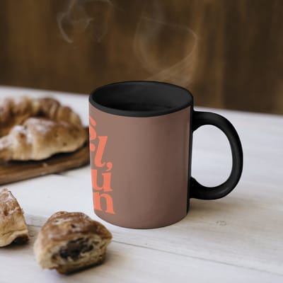 Magische Mok - Foto op Warmte Mokken - Koffiemok - Yes girl you can - Oranje - Bruin - Magic Mok - Beker - 350 ML - Theemok