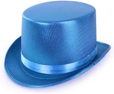 PartyXplosion Hoge verkleed hoed - metallic blauw - volwassenen - klassiek model