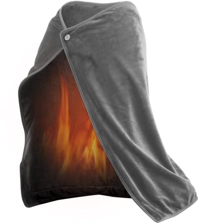 Warmtekussen - Elektrische Bovendeken - 100x70cm USB oplaadbare verwarmde deken - Op batterijen werkende verwarmde deken - Eenpersoons omslagdoek - Machinewasbaar zacht flanel - Geschikt voor kantoor- en thuisgebruik （ Grijs ）