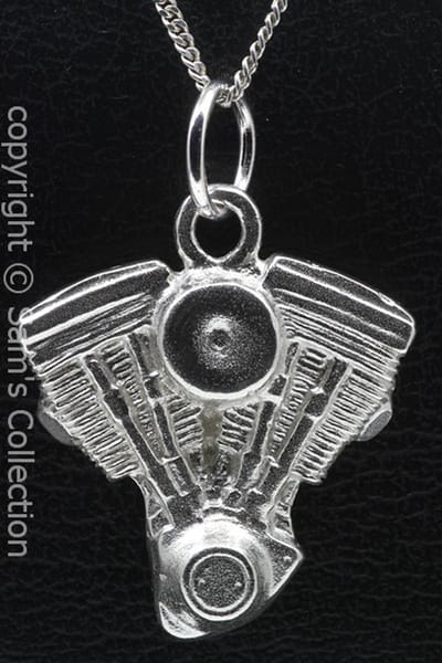 Zilveren Harley Evo motorblok XL ketting hanger