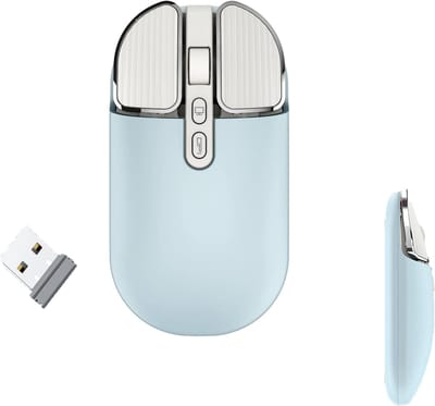KZQ Draadloze Bluetooth muis met USB-ontvanger - Stille knoppen en energiebesparing - 2400DPI optisch voor laptop en tablet - Blauw
