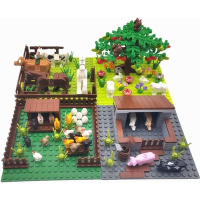 Animaux de la ferme Arbres Plantes Blocs de construction pour enfants Briques classiques compatibles Plaque de base Jouets pour enfants