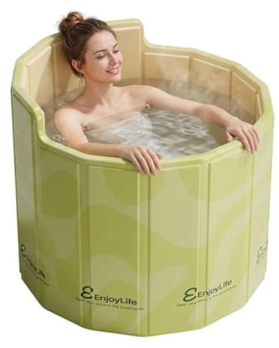 Opvouwbare badkuip voor volwassenen 80 x 70 cm - Draagbaar ijsbad met ergonomische C-rugleuning - voor warme baden, koud dompelen en spa thuis - PromoHome