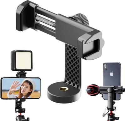 Ulanzi ST-17 360º Draaibare Telefoonhouder voor statief - met Cold Shoe Mount - Voor alle smartphones tot 10 cm breed - 1/4 inch schroefaansluiting - Zwart