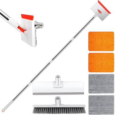 SnelShoppen - Wandreiniger, Tegelreiniger, Plintenreiniger en Wandwisser met 147cm Lange Handgreep, Voor Muren, Plafonds, Tegels en Ramen, Inklapbare