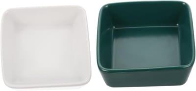 Hamster Kom - Voerbakje Kleine Dieren - Voeren en Drinken - Keramisch Materiaal - 2 Stuks - Wit Donkergroen