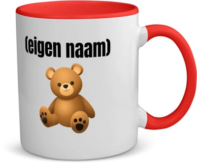 Akyol - teddybeer met eigen naam koffiemok - theemok - rood - Teddybeer - kinderen/knuffel liefhebber - iemand die houdt van teddyberen - verjaardag - cadeau - kado - geschenk - 350 ML inhoud