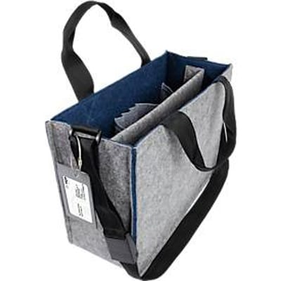 Laptoptas Sigel Desk Sharing Bag Bicolor M, voor laptops tot 15,4″, 2 grote vakken/2 zijvakken, handgrepen, schouderriem, synthetisch vilt, donkerblauw-grijs