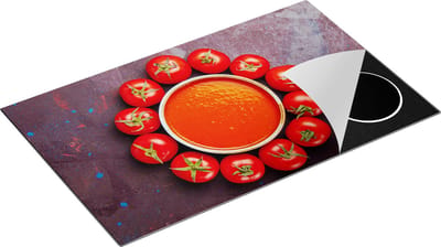 Chefcare Inductie Beschermer Tomatensoep met Tomaten eromheen - 85x52 cm - Afdekplaat Inductie - Kookplaat Beschermer - Inductie Mat