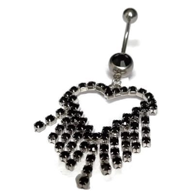 Aramat Jewels | Piercings | Stalen Navelpiercing met Groot Hart | Zwart | |14mm | Staal | Volwassenen | Verkleurd niet