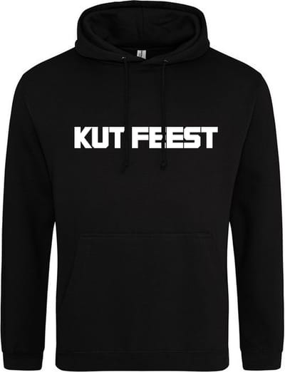 KUT FEEST Hoodie | Sweater | Capuchon | Trui | Hooded | Print | Zwart | Maat 4XL