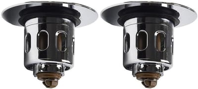 Gootsteenstop - Afvoerstop Badkamer - Water Dicht Maken - Met Anti-verstopping Mand - 2 Stuks - Zilver