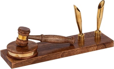 Bureau Organizer - Houten Houder - Kantoor Decoratie - Maritiem Design - 22.5 x 6 x 7 cm - Bruin