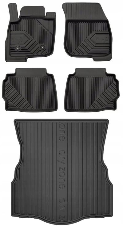 Frogum Voordeelset - Automatenset No.77 + Dry Zone Kofferbakmat - Geschikt voor Ford Mondeo V Sedan (2014-2022) - Met volwaardig reservewiel - TPE Rubber - Geurloos - Zwart