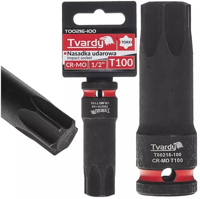 Tvardy slagdop torx T100 - chroom-molybdeenstaal - slagvast - vierkante aansluiting 12,7 mm - zwart - voor slagmoersleutel, auto en industrie