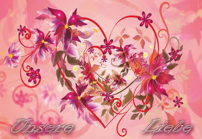Fotobehang Love Flowers Abstract  | XL - 208cm x 146cm | 130g/m2 Vlies