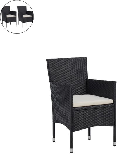 Relaxstoelen - Tuinstoelen - Set van 2 - Fauteuil - Relaxstoel - Voor Buiten - Met armleuning - Voor 2 Persoon - Zwart