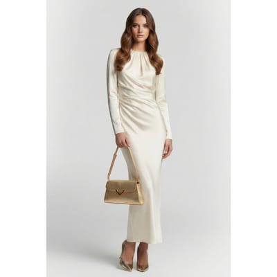 COCCINELLE Leren Schoudertas Avondtas Dew Handbag Grained Leather Golden Goudkleurig
