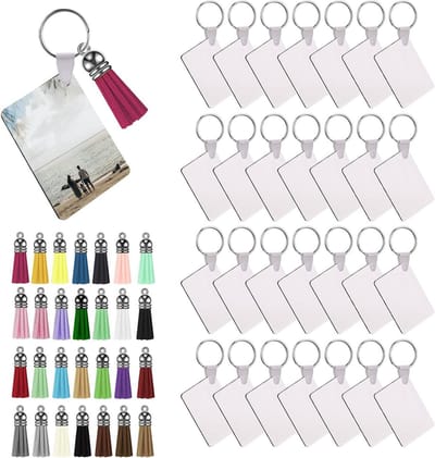 EGoods - Lege sleutelhanger met sleutelringen en kleurrijke kwastjes voor zelf sleutelhangers maken