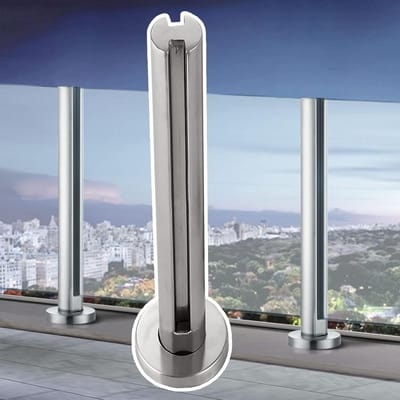 Glazen Balustrade Paal - RVS Paaltje - Buiten Omheinen - Robuuste Constructie - Niet Gespecificeerd - Zilverkleurig