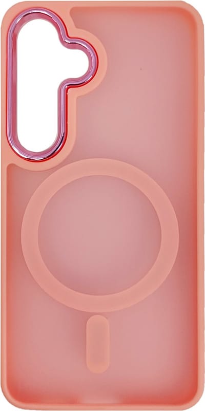 Matte magnetische hoes Geschikt voor: Samsung Galaxy S25 - Compatibel met MagSafe - Schokbestendige, Doorschijnende, Matte achterkant - Roze