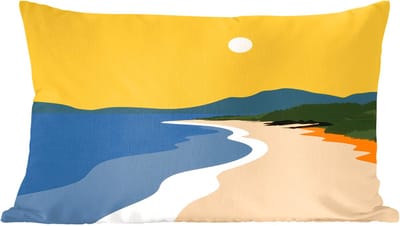 Sierkussens - Kussentjes Woonkamer - 60x40 cm - Kustlijn - Oranje lucht - Begroeiing