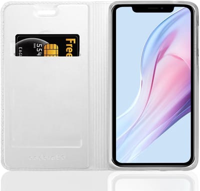 Cadorabo Hoesje geschikt voor Apple iPhone 13 in CLASSY ZILVER - Beschermhoes met magnetische sluiting, standfunctie en kaartvakje Book Case Cover Etui