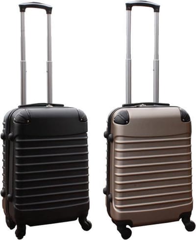 Kofferset 2 delig ABS handbagage koffers - met cijferslot - 39 liter - zwart - goud
