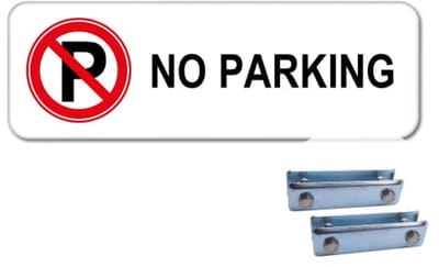 No parking bord - Weerbestendig Aluminium - 40x15 cm - Bevestiging: Met hekbeugels (voor spijlen- of gaashek)