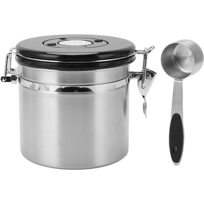 Koffiebonen Opslag Roestvrij Staal Luchtdichte Container Koffie met 30ml Lepel Datum Tracking Koffie L(for 6.5-9kg) schoon