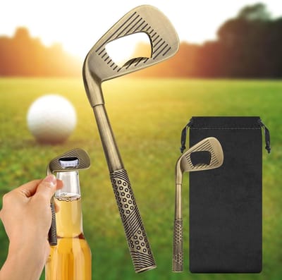 Golfclub Flesopener - Baraccessoire Bieropener - Drankjes Openen - Uniek Golf Design - 127 cm Lengte - Brons