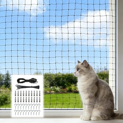Dailygoods- Kattennet 3 x 4 m - Robuust Nylon - Beveiliging voor Balkon - Duurzaam en Schokbestendig - Inclusief Montageset - Effectieve Bescherming - Kattenbescherming