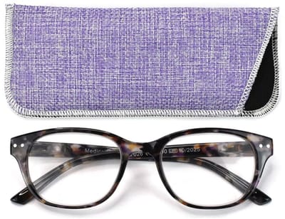 Lilly&June Trendy Lichtgewicht Leesbril Bruin gemelleerd met Lila accenten. Sterkte +1