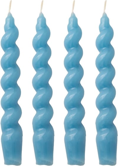 Set van 4 Taps toelopende Dinerkaarsen Spiraalvormig Glanzend 20 cm (Heritage Blue)