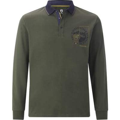 Jan Vanderstorm herren Poloshirt Met Lange Mouwen - 64/66 - olijf - Plus Size