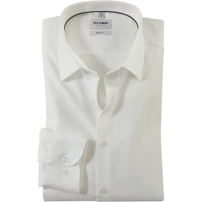 OLYMP Level 5 body fit overhemd - off white twill - Strijkvriendelijk - Boordmaat: 40 (EU maat: M)