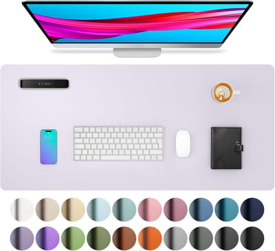 SnelShoppen - PU Leren Bureau Mat, Muismat, Anti-Slip Bureau Bescherming, Waterdichte Schrijfondergrond voor Kantoor en Thuis 60 x 35cm, Licht Lavende